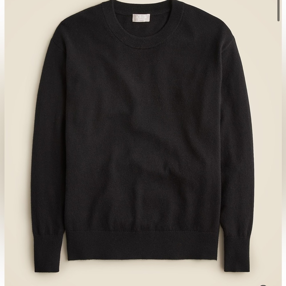New J. Crew Black Cashmere Relaxed Sweater